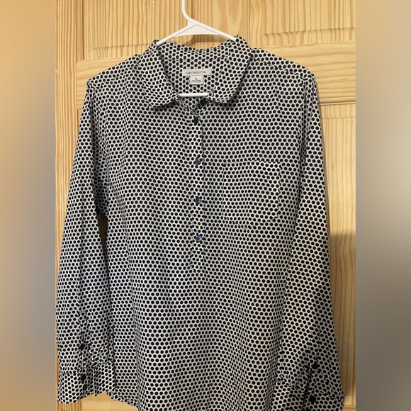 Liz Claiborne Polka Dot Blouse 100%cotton - Picture 6 of 8